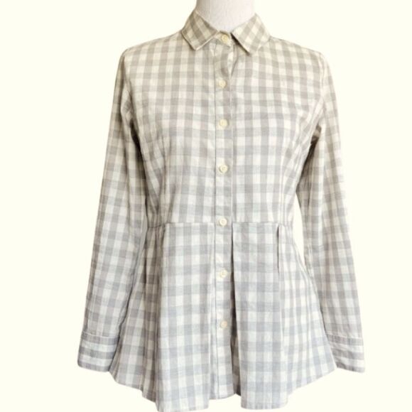 Anthropologie 11.1.Tylho gray and white checked blouse size small - Picture 4 of 8